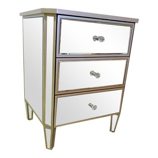 Mirrored and Silver Painted Nightstand For Sale