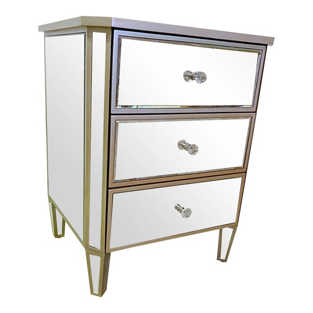 Mirrored and Silver Painted Nightstand For Sale