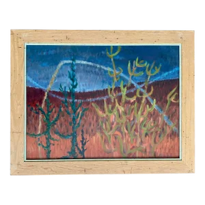 Vintage Abstract Expressionist Landscape Oil Painting