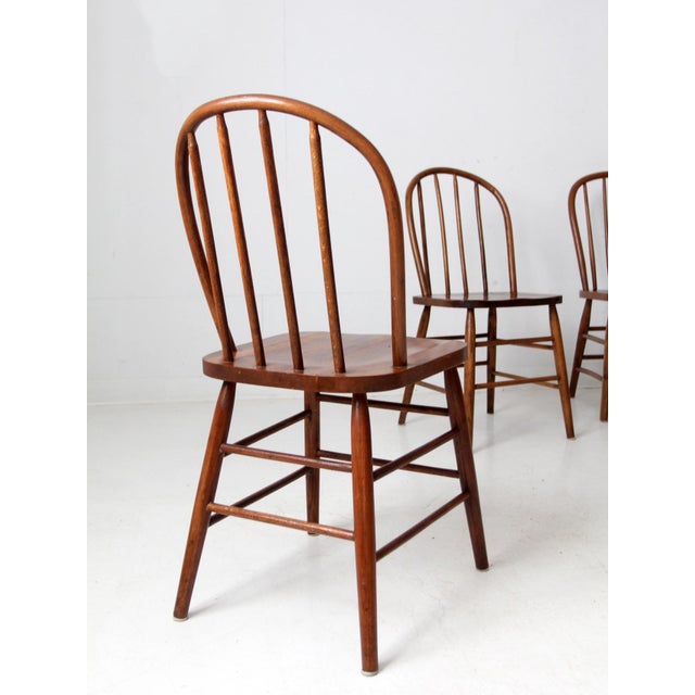 Brown Antique Bow Back Windsor Dining Chairs Set of 5 For Sale - Image 8 of 18
