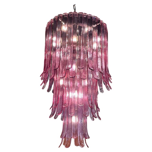 1970s Monumental a.v. Mazzega 3-Tier Lilac Murano Glass Chandelier For Sale - Image 5 of 15