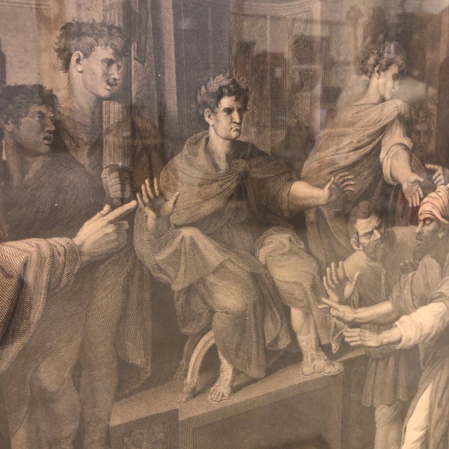 Glass Early 19th Century Royal Collection Trust Engraving of Elymas the Sorcerer Struck with Blindness, Framed For Sale - Image 7 of 9