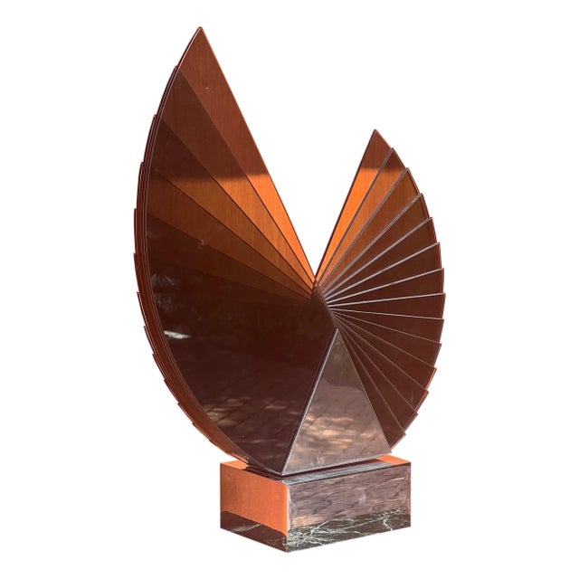 A Large Smoked Glass And Chrome Sculpture By Runstadler Studios, Signed, 1990 For Sale