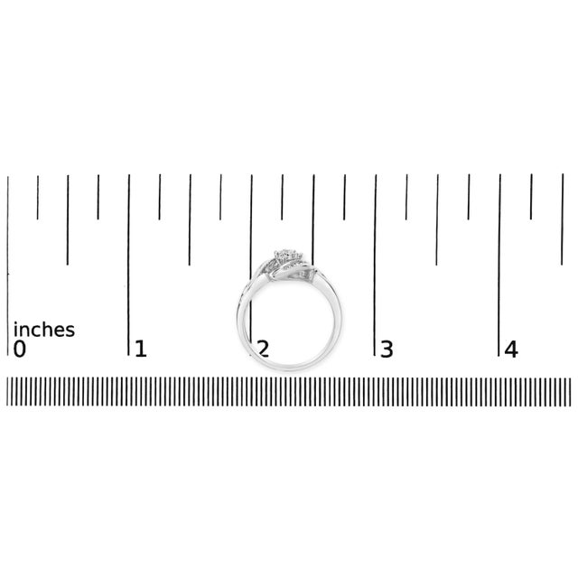 Sterling Silver 1/10 Cttw Diamond Bypass Cluster Ring - Size 8 For Sale In New York - Image 6 of 6