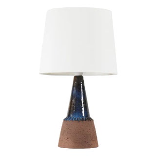 Danish Brutalist Ceramic Table Lamp in Dark Blue from Sejer, 1960s For Sale
