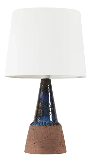Danish Brutalist Ceramic Table Lamp in Dark Blue from Sejer, 1960s
