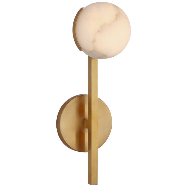 Modern Kelly Wearstler for Visual Comfort Signature Pedra Petite Tail Sconce in Antique-Burnished Brass with Alabaster For Sale - Image 3 of 3
