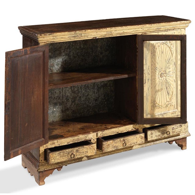 Vintage Cream Sideboard with Glass Panelled Door, 1940s For Sale - Image 3 of 10