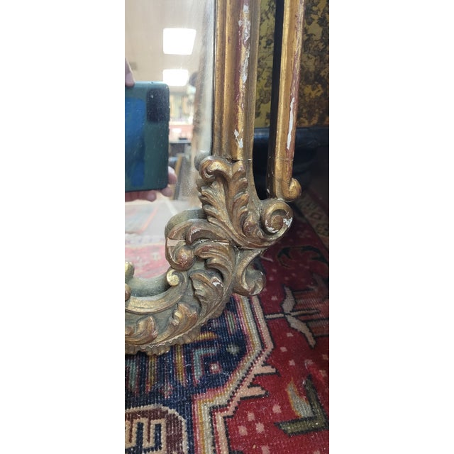 Antique French Gild Wood & Plaster Wall Mirror For Sale - Image 11 of 15