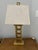 Beautiful Geometric Block Shape Table lamp. Has a goldy bronze color.