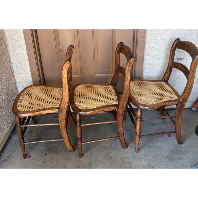 Early 20th Century Antique French Style Cane Seat Chairs - Set of 3 For Sale - Image 4 of 11