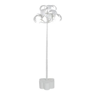 Vintage White Lacquer Palm Tree Floor Lamp For Sale