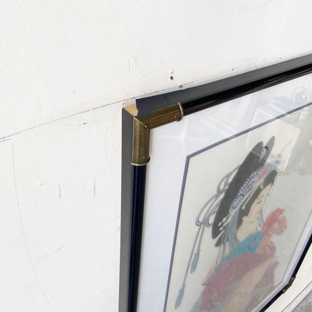 Mid 20th Century Framed Japanese Woodblock-Style Print Bijin-Ga “Beautiful Woman” For Sale - Image 5 of 7