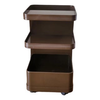 Brown Plastic Trolley on Wheels attributed to Marc Held for Prisunic, France, 1970s For Sale