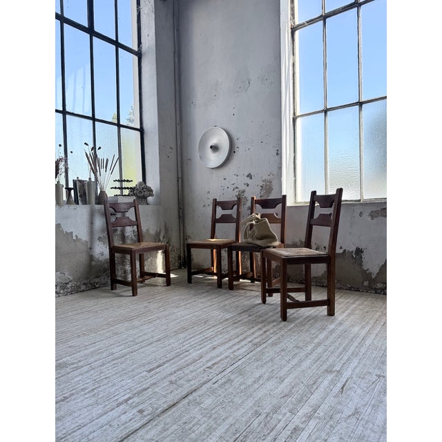 Rustic Oak Chairs from De Puydt, Belgium, 1970s, Set of 4 For Sale - Image 4 of 18