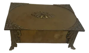 Jewelry Box Antique French Empire Dore Bronze Footed Medallion Classical 19th C