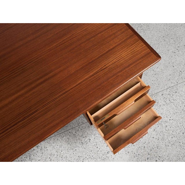 Midcentury Danish Desk Known Model 75 in Teak attributed to Omann Jun 1960s For Sale - Image 9 of 13