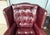 Wood Pair of Vintage Maroon Leather Wingback Chairs by Classic Leather For Sale - Image 7 of 17