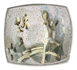 Mid Century Abstract Joel Edwards Shallow Pottery Bowl