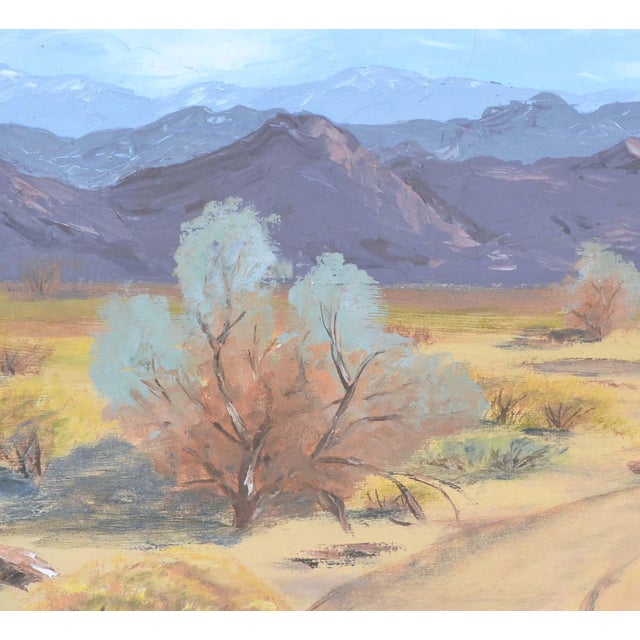 Mid-Century Palm Springs Landscape in Oil on Canvas Gorgeous mid-century landscape of a Palm Springs desert scene by Alice...
