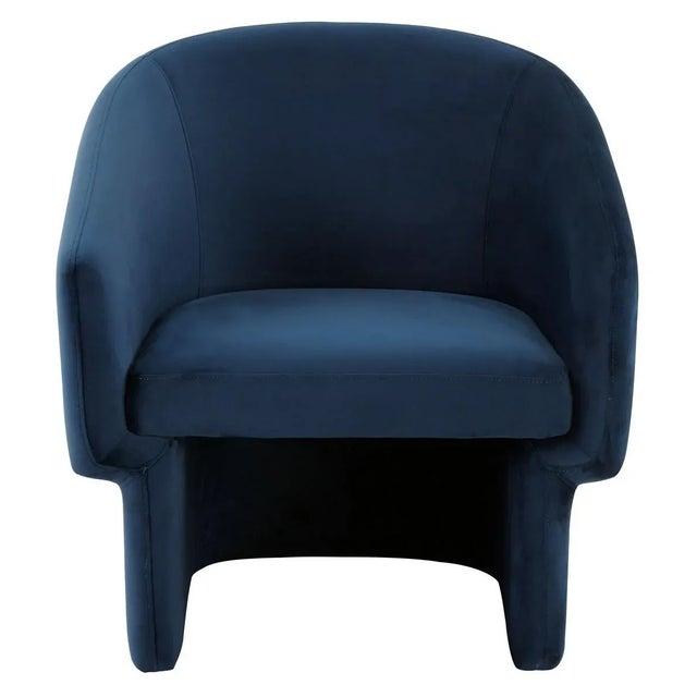 Wood Susie Barrel Back Accent Chair - Navy For Sale - Image 7 of 7