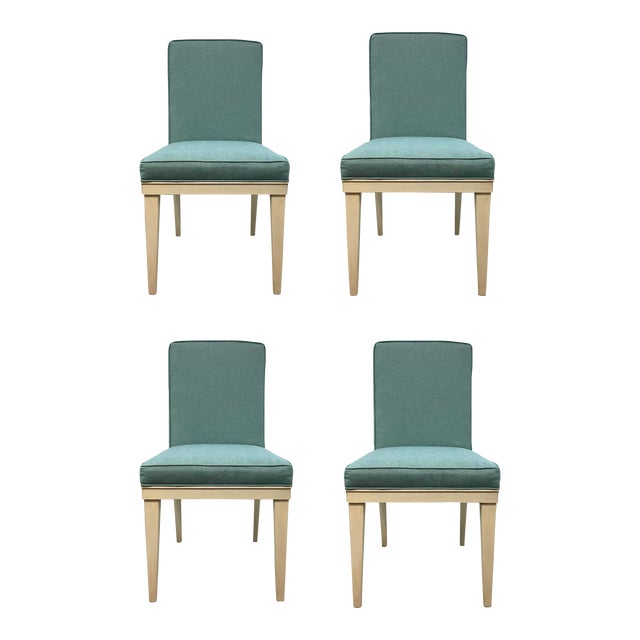 Theodore Alexander Modern Robin's Egg Blue Fret Work Dining Chairs Set of 4 Ax40007 For Sale