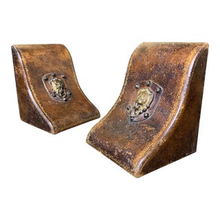 19th Century Leather Bookends - a Pair For Sale