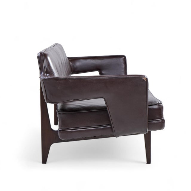 Brown Edward Wormley for Dunbar Model 486 Mid Century Bracket Back Sofa For Sale - Image 8 of 9