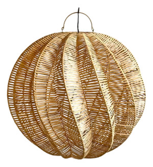 Contemporary Wicker Spiral Globe Pendant Light Large