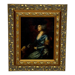 English Oil Portrait of Iconic Actress Sarah Siddons, After Thomas Gainsborough c.1840 Gilt Framed For Sale