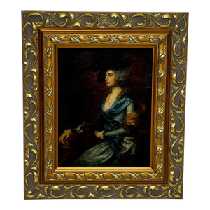 English Oil Portrait of Iconic Actress Sarah Siddons, After Thomas Gainsborough c.1840 Gilt Framed
