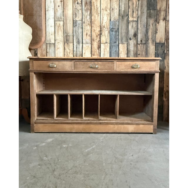 Tan Former Shop Counter with Drawers and Lockers, 1920s For Sale - Image 8 of 18