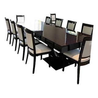 1950sArt Deco Macassar Dining Table / 10 Chairs For Sale