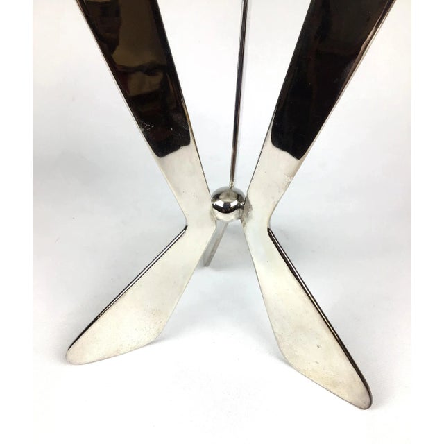 1980s Silver Plated Modern Heavy Pedestal Stand For Sale In Portland, ME - Image 6 of 11