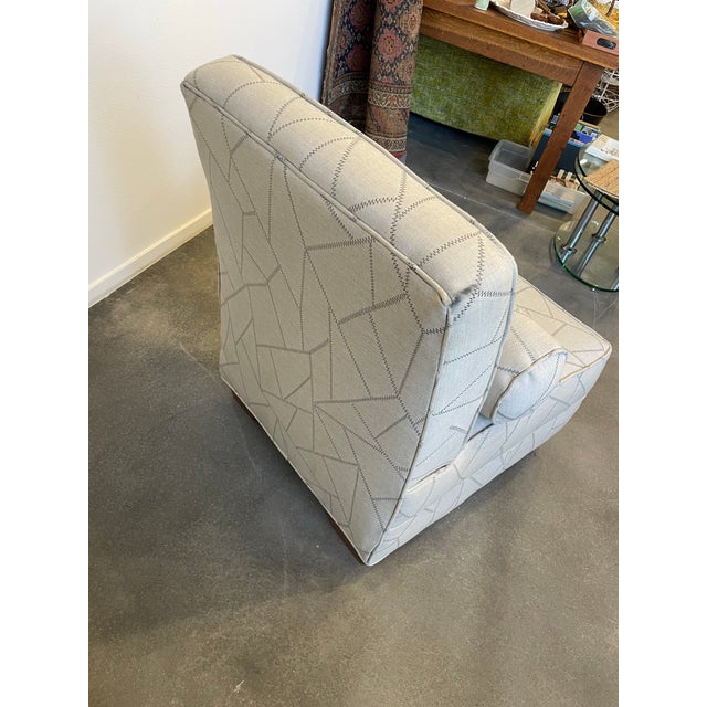 Custom Upholstered Slipper Chair With Matching Bolster Pillow For Sale - Image 4 of 12