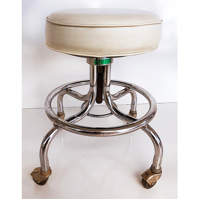 MidCentury Industrial Adjustable Chrome Counter Stools on CastersPair