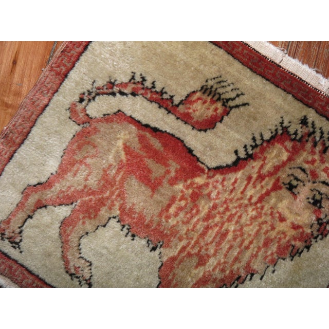 Lion Khotan Antique Rug Mat - 1'2" x 1'3" For Sale - Image 16 of 18