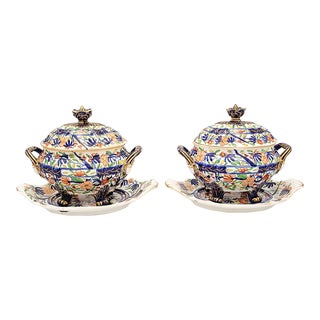 Pair of Coalport Sauce Tureens, England Circa 1825 For Sale