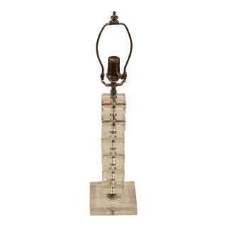 Circa 1970s English Crystal Block Table Lamp For Sale