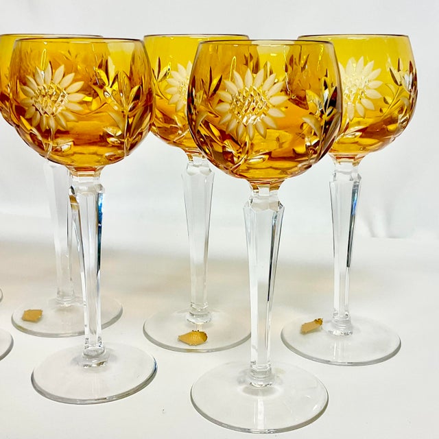 Mid-Century Hollywood Regency German Natchtmann Traube Cut Crystal Wine Glasses - Set of 8 For Sale - Image 4 of 13
