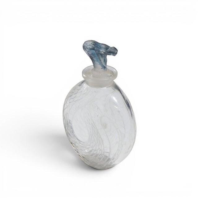 Glass René Lalique Serpent Blue Glass Perfume Bottle For Sale - Image 7 of 11
