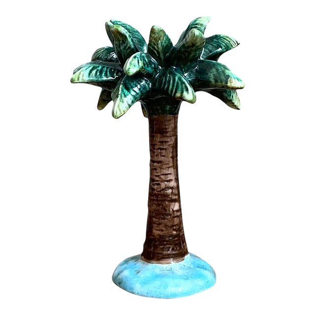 Vintage Ceramic Palm Tree Candlestick For Sale