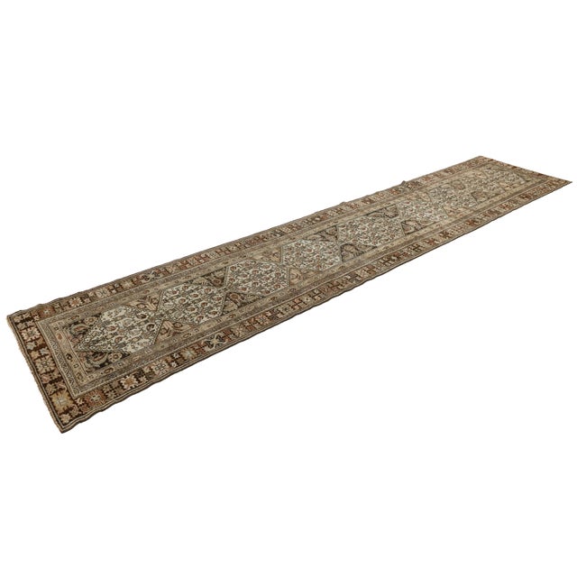 Contemporary Antique Malayer Wool Runner With Geometric Medallion Lattice For Sale - Image 3 of 9