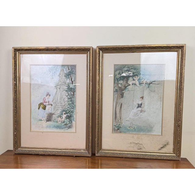 Two very beautiful watercolors after Eugène GRIVAZ (1852-1915) signed with a later reminder and by another hand mentioning...