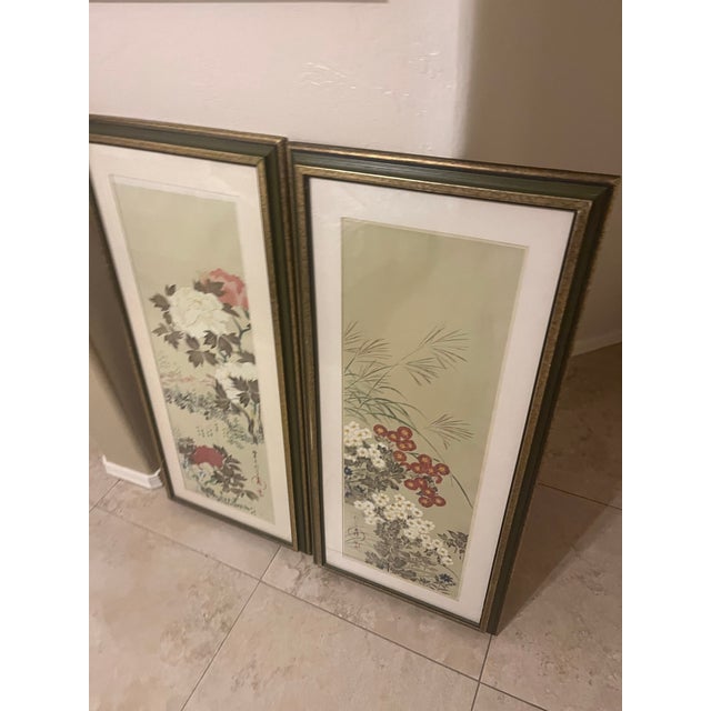 These are beautiful floral pieces and very rare! Vintage pair of Sakai Hoitsu framed art (Japanese, 1761-1828), titled...