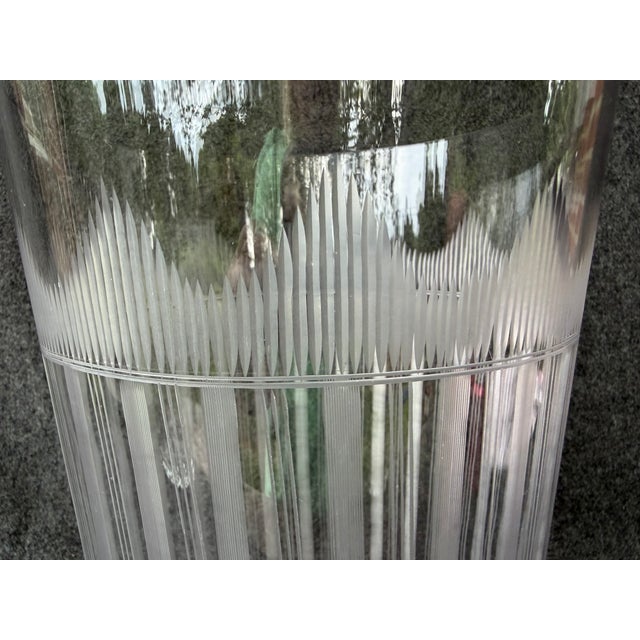 Large Vintage Clear Ethed Crystal Vase For Sale - Image 18 of 18