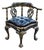 Vtg. Corner Chair Black Lacquer Gilt Chippendale Roundabout For Sale