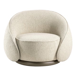 Abbracci Light Beige Textile and Brown Burnished Brass Chair by Lorenza Bozzoli For Sale