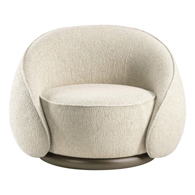 Abbracci Light Beige Textile and Brown Burnished Brass Chair by Lorenza Bozzoli For Sale