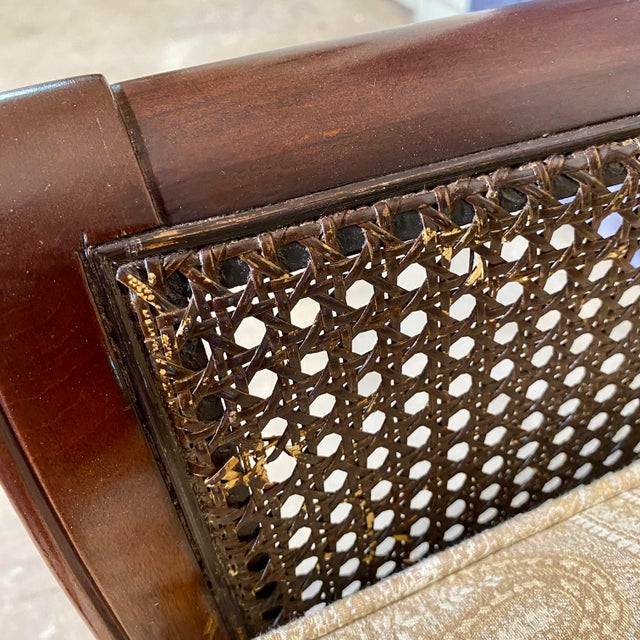 English Vintage Cane Side Lounge Chair Upholstered For Sale - Image 3 of 18